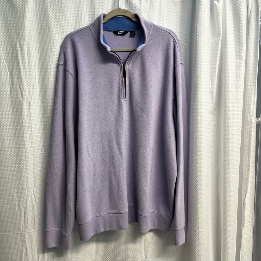 Lands' End Lavender 1/4‎ Zip pullover Golf Country Club Sweater 2X
